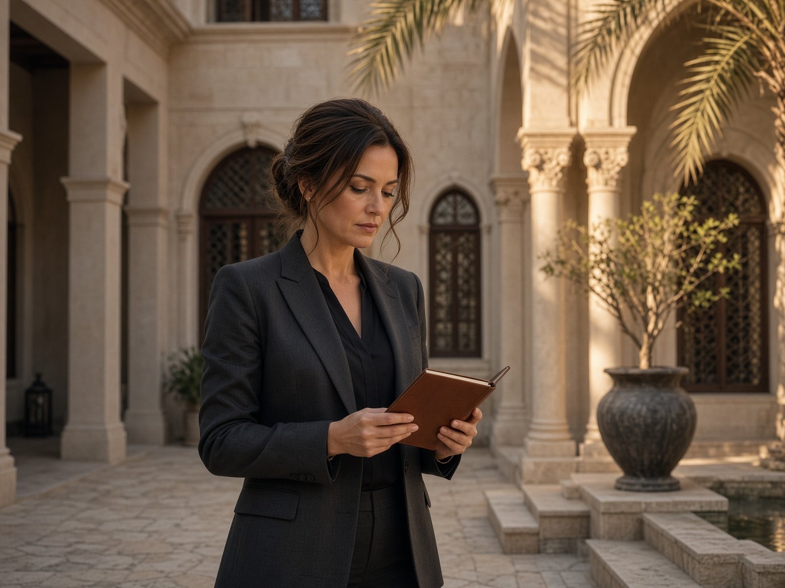 Estate manager in a private villa courtyard