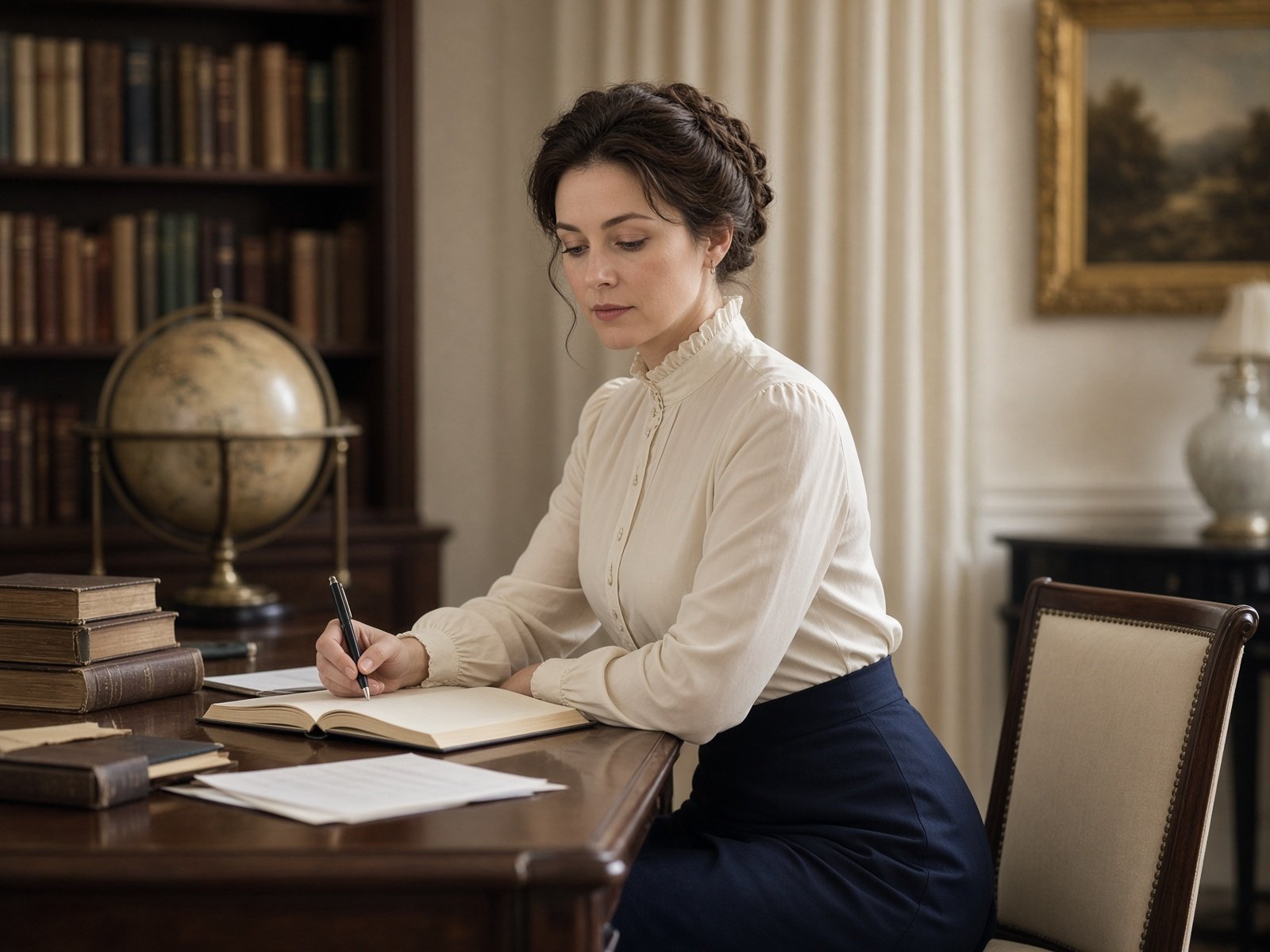 Professional governess in a private home study